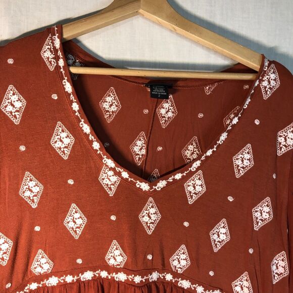 Terra Cotta & White Baby Doll Top Torrid Size 2 Flared Sleeves - Picture 3 of 11